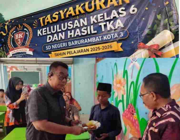 PENUH BANGGA. Tasyakuran Kelulusan Kelas VI dan Pengumuman Hasil TKA 2026 di SDN Barkot 3 yang dihadiri Kepala Sekolah Nadin, S.Pd., Ketua Komite H. Bambang Budianto, guru, serta seluruh wali murid